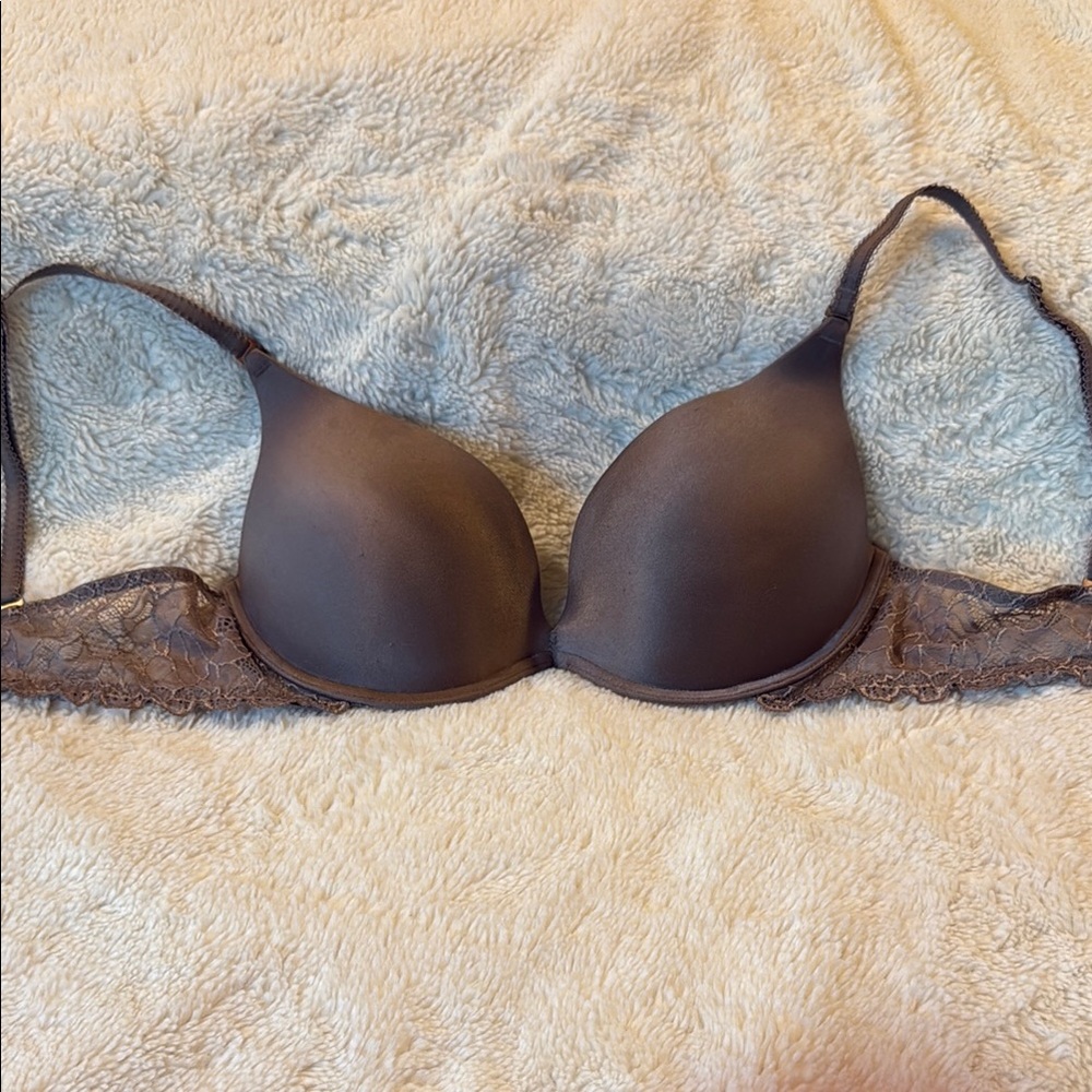 Victoria’s Secret Elegant Lace Trimmed Push Up Bra in Brown
